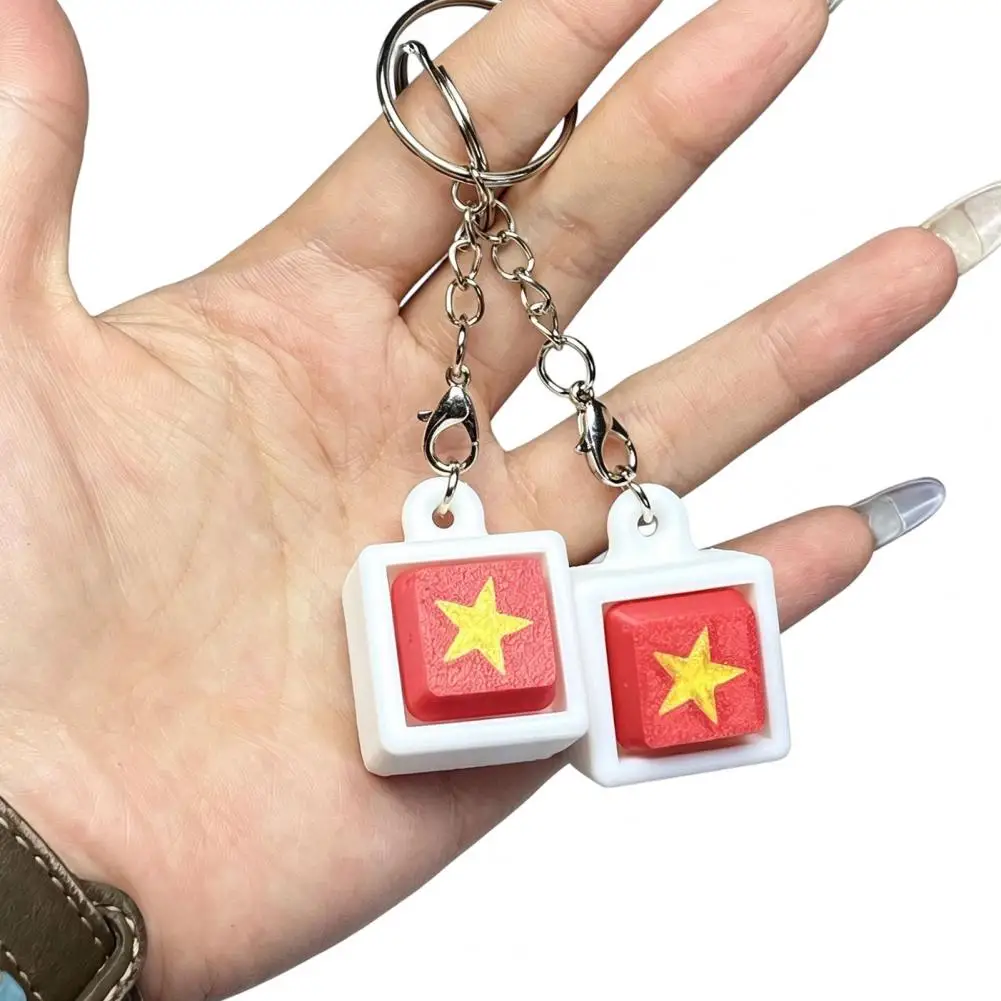 Mini Desk Accessory for Focus Five-star Flag Keyboard Clicker Fidget Toy 3d Printed Decompression Button Keychain Portable