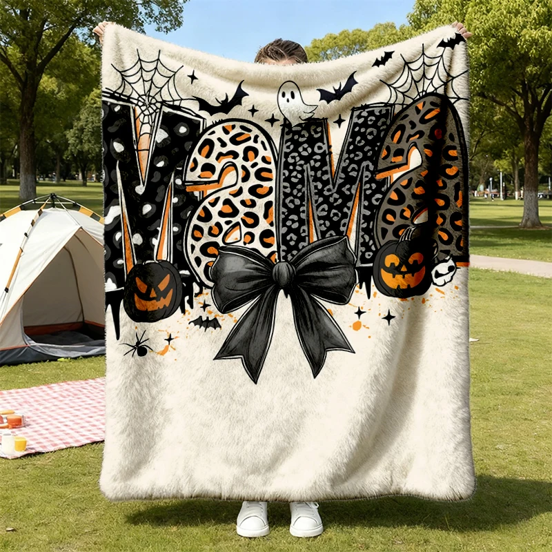 Spider Mama Flannel Blanket - Halloween New Mom Gift Warm Blanket - Leopard Mama Cozy Blanket for Halloween Comfy Blanke