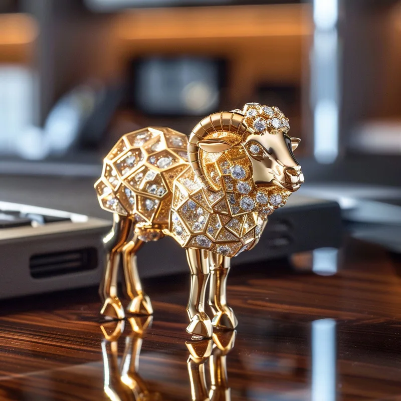 Micro-inlaid zircon zodiac goat brooch home ornament