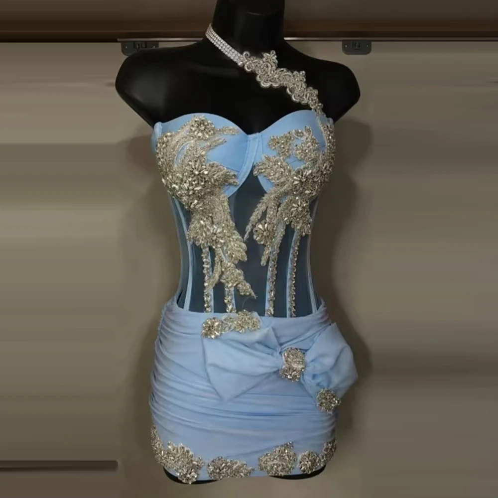 Luxury Customized Cocktail Dress Beading Cocktail Gown Mini Short Formal Party Gown Sleeveless One Shoulder Wedding Party Dress