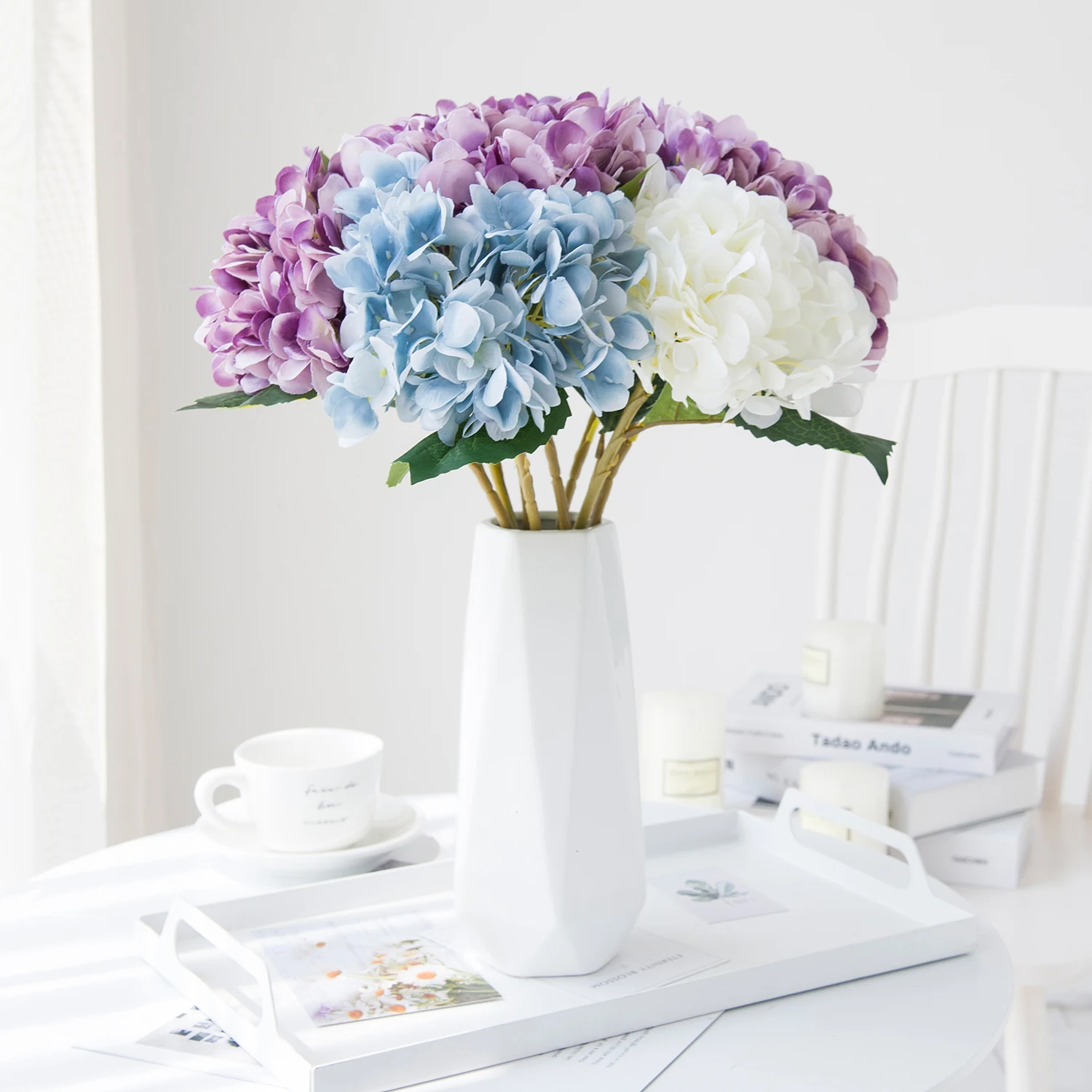 

10Pcs Artificial Flowers Silk Hydrangea Wedding Bridal Bouquets Accessories Festival Party Decorations Vases Home Room Table Diy