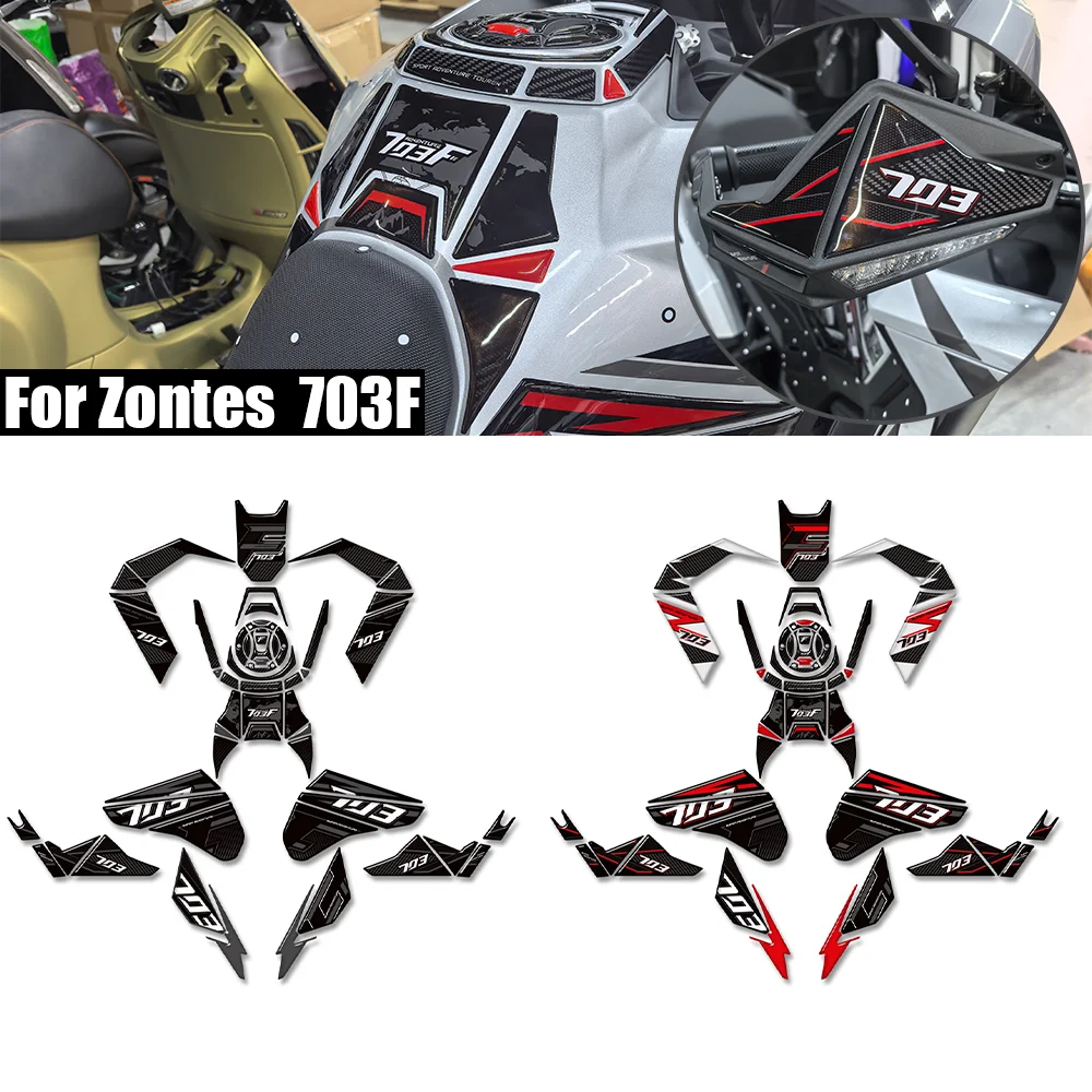 For Zontes ZT703-F Adventure Handguard Handshield Tank Pad Cap Protection Front Mudguard Fender Stickers Decals ZT-703F ZT 703F