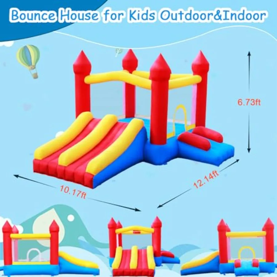 Bounce House with Double SlideLarge Jump House for Inflatable Bouncer with Air Blower Indoor Outdoor Bouncy Castle for Backyard