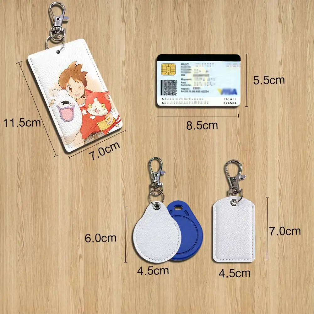 cute Jibanyan Yo-kai Watch Card Holder With Keychain Executive Protection For Bank Credit Subway Bus Case