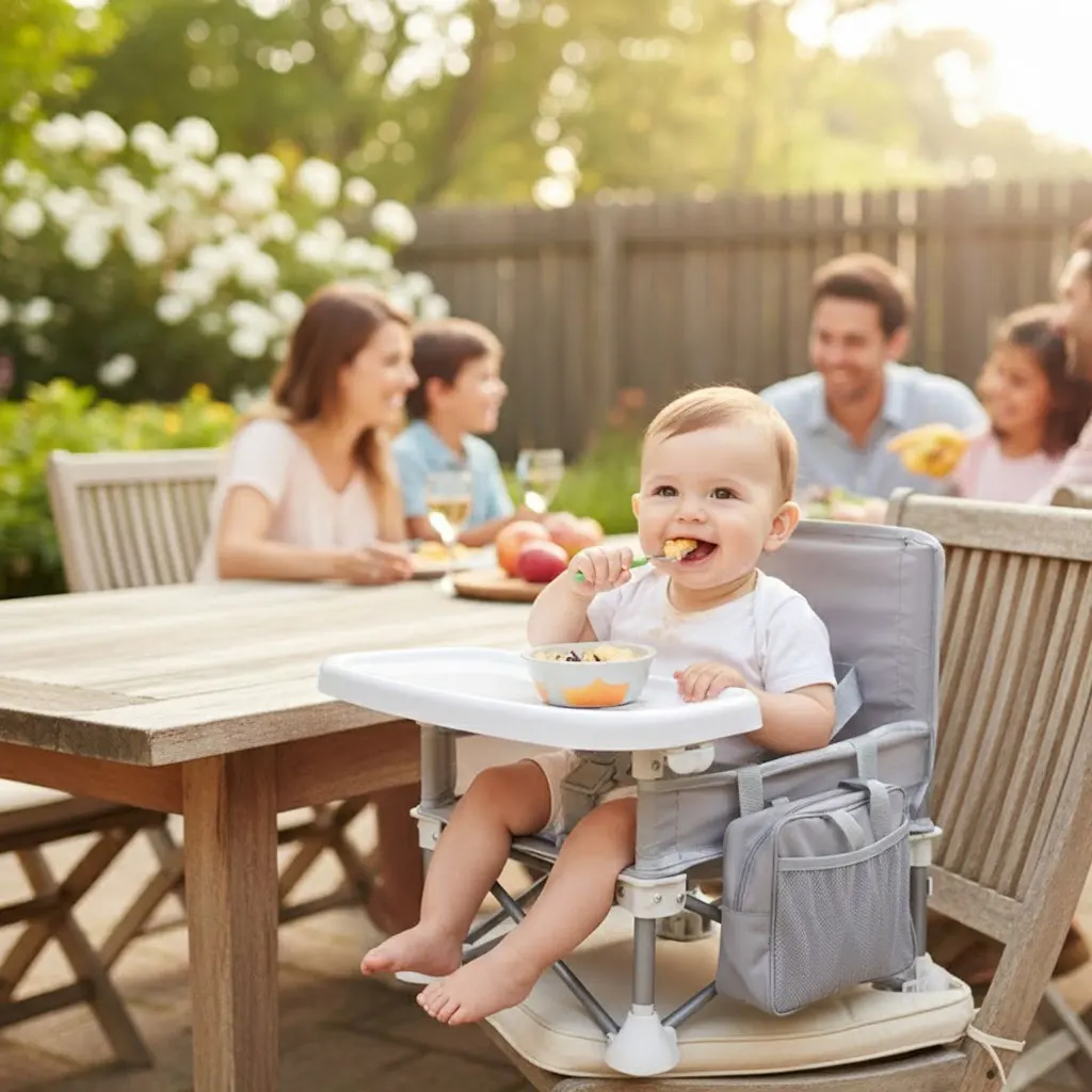 

Portable Folding Baby High Chair for Travel | Compact & Easy to Clean Toddler Feeding Seat | Multi-Use Safety Booster Seat