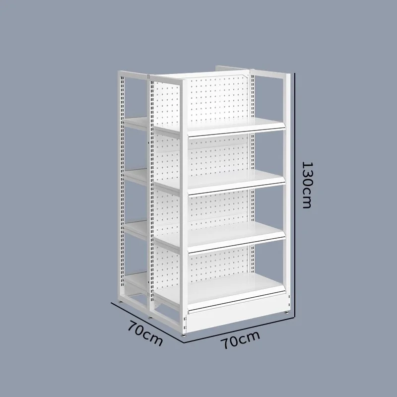 Rak Gondola Logam Ringan Modern Custom untuk Desain Rak Supermarket, Stand Display Ritel yang Stylish