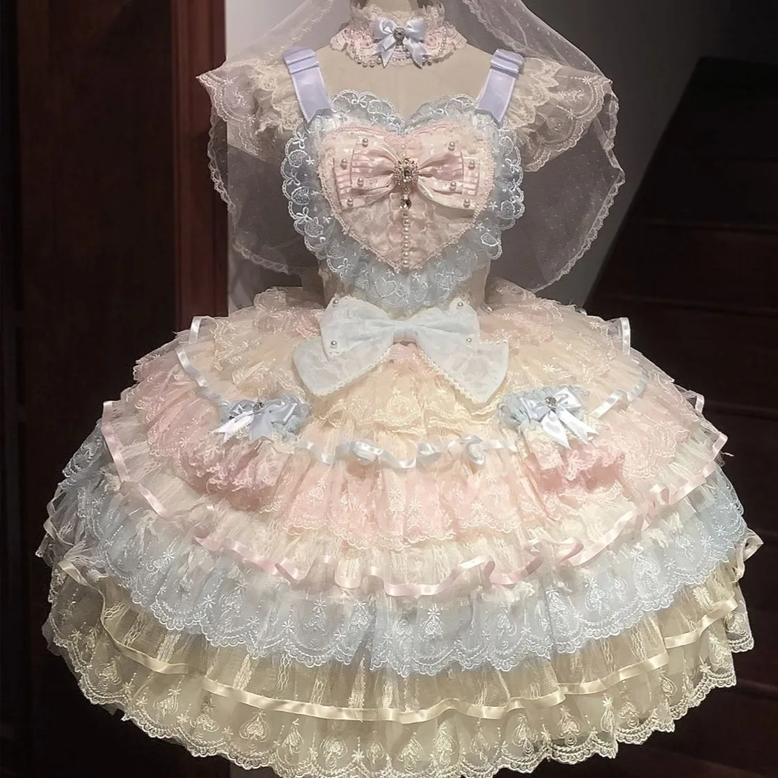 

Original Design New Lolita Dress Sweet Flower Wedding Jsk Strap Dress Japanese Sweet Girl Campus Tea Party Dress
