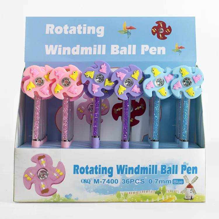 36PCS Creative Decompression Kite Turning Ballpoint Pen, Cross-border Cute Silicone Rotating Shape Twisting Windmill 0.7 Signatu