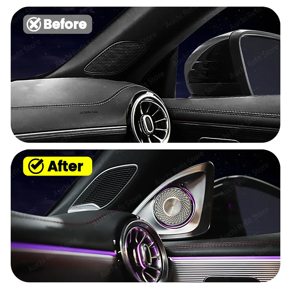 64 Colors For Mercedes-benz 4D Rotating Tweeter CLA W118 C118 RGB Led Luminous Car Speaker Horn Refit Car Interior Modification