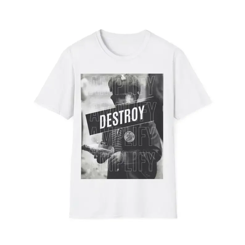 UTR-T-shirt imprimé noir et blanc, coupe classique, Ampli5,00 Destroy, Irlande, Protest irlandaise, Belfast, Punk, Rock