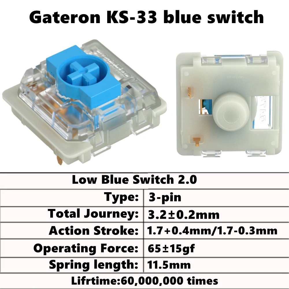 Gateron-Interruptor de perfil bajo para teclado mecánico, accesorio de 3 pines para Air75, Nuphy, ultradelgado, Ultimate, Air60, K1, K3, K7, KS27, KS33, rojo, azul, marrón