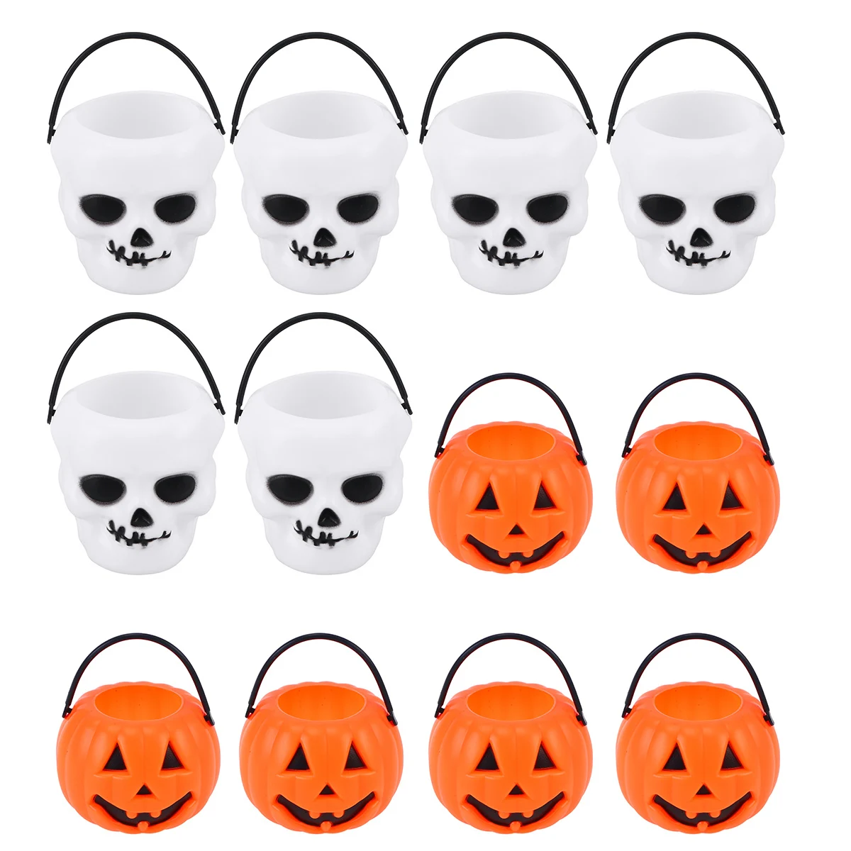 

24pcs Bucket Pumpkin Pail Skull Container Holder Halloween Child Baskets Lightweight Eco Material Party Decoration Trick