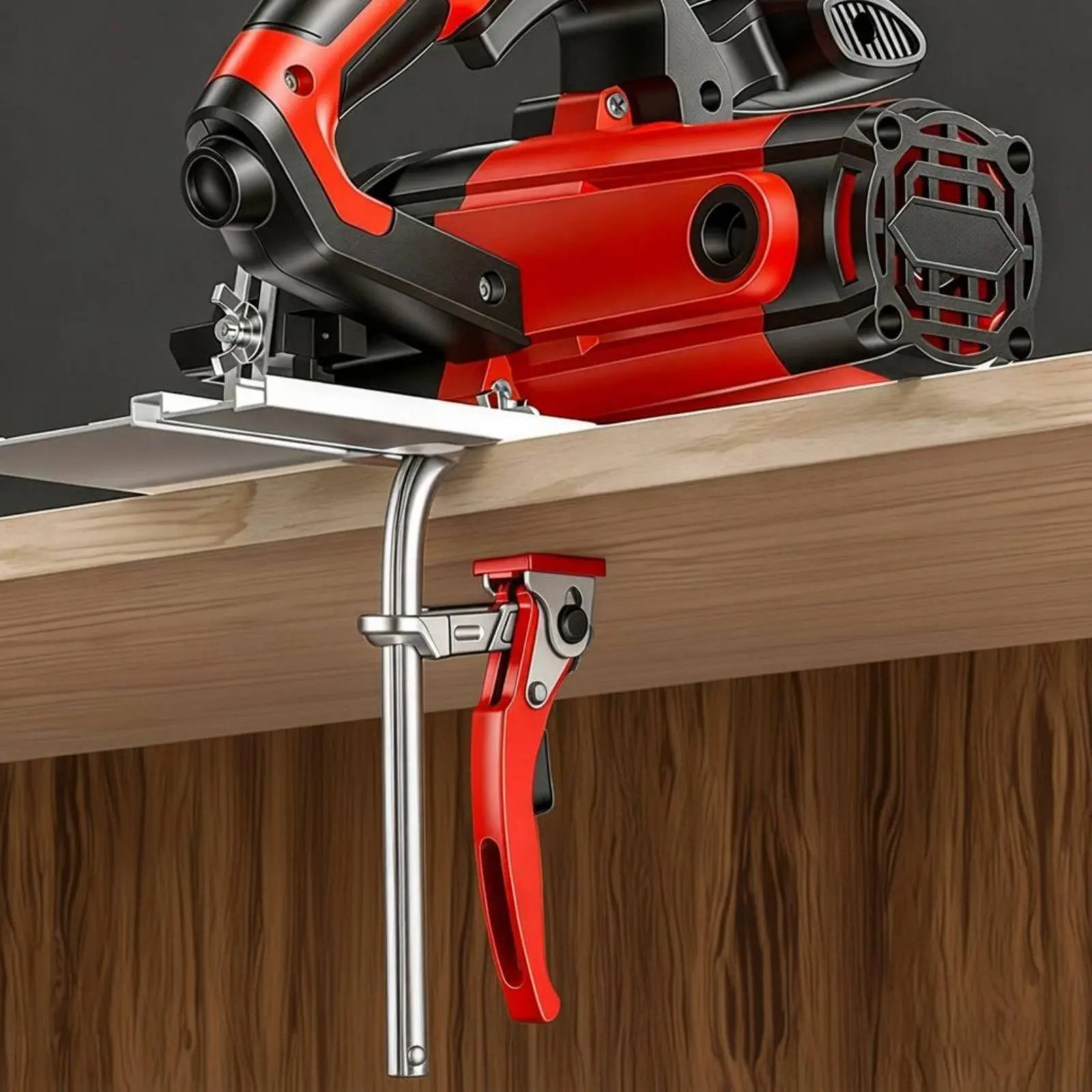 Ratchet Track Clamp High Strength Track Saw Clamp Power Tool Accessory Strong Clamping Force Sturdy Grip for Woodworkers