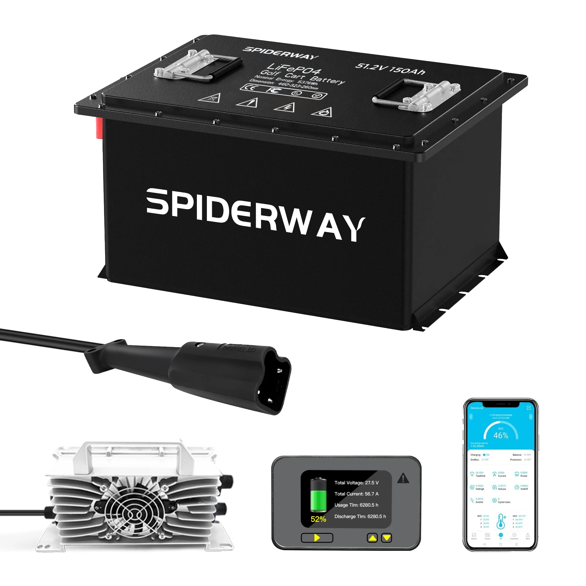 

Литиевая батарея LiFePO4 48 Вольт 150 Ач для гольф-каров EZGO Freedom TXT, TXT, Shuttle TXT с быстрым зарядным устройством 25А