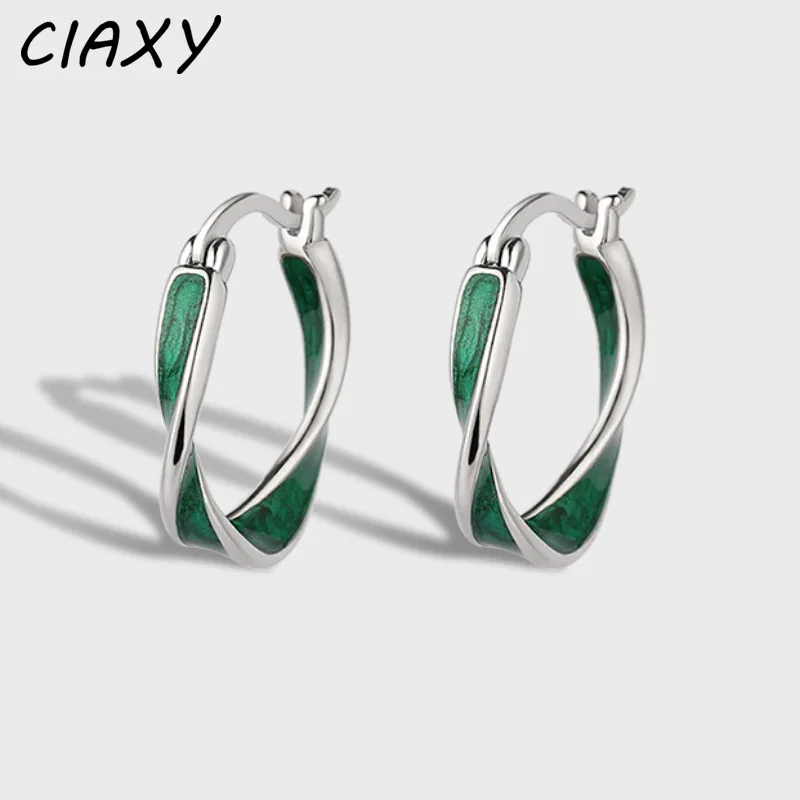 2023 New Mobius Green Hoop Earrings Women's Fresh Twist Line Epoxy Geometric Korean Ear Buckle Luxury Jewelry Aretes De Mujer