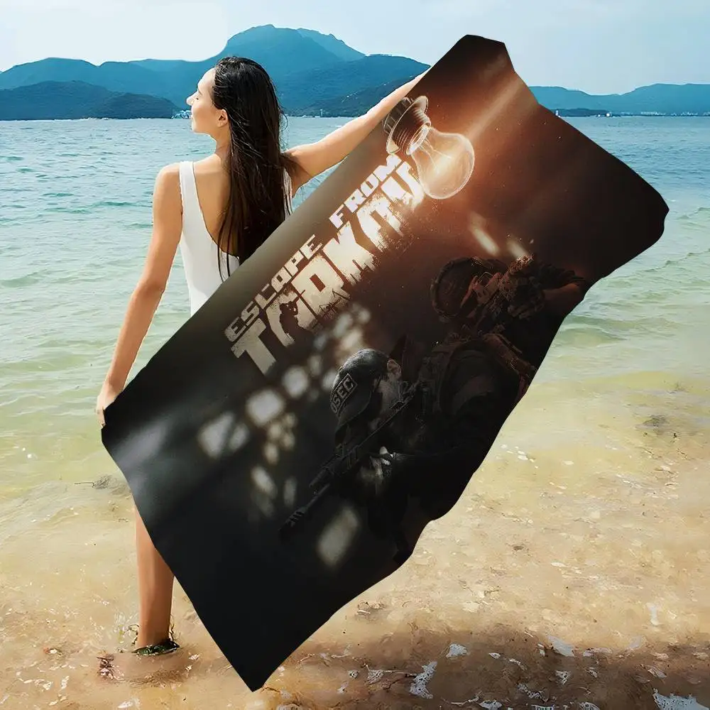 Shooting E-escape From T-tarkovS Game Anime Beach Swimming Towel Soft Absorbent Washcloth Children's Gifts for Travel Camping