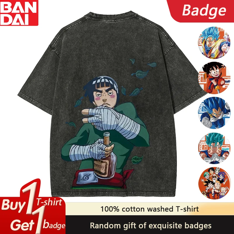 

The Latest Naruto Japanese Animation Summer Trend Pure Cotton Washed Old Short-sleeved T-shirt Men's and Women's Retro Tops