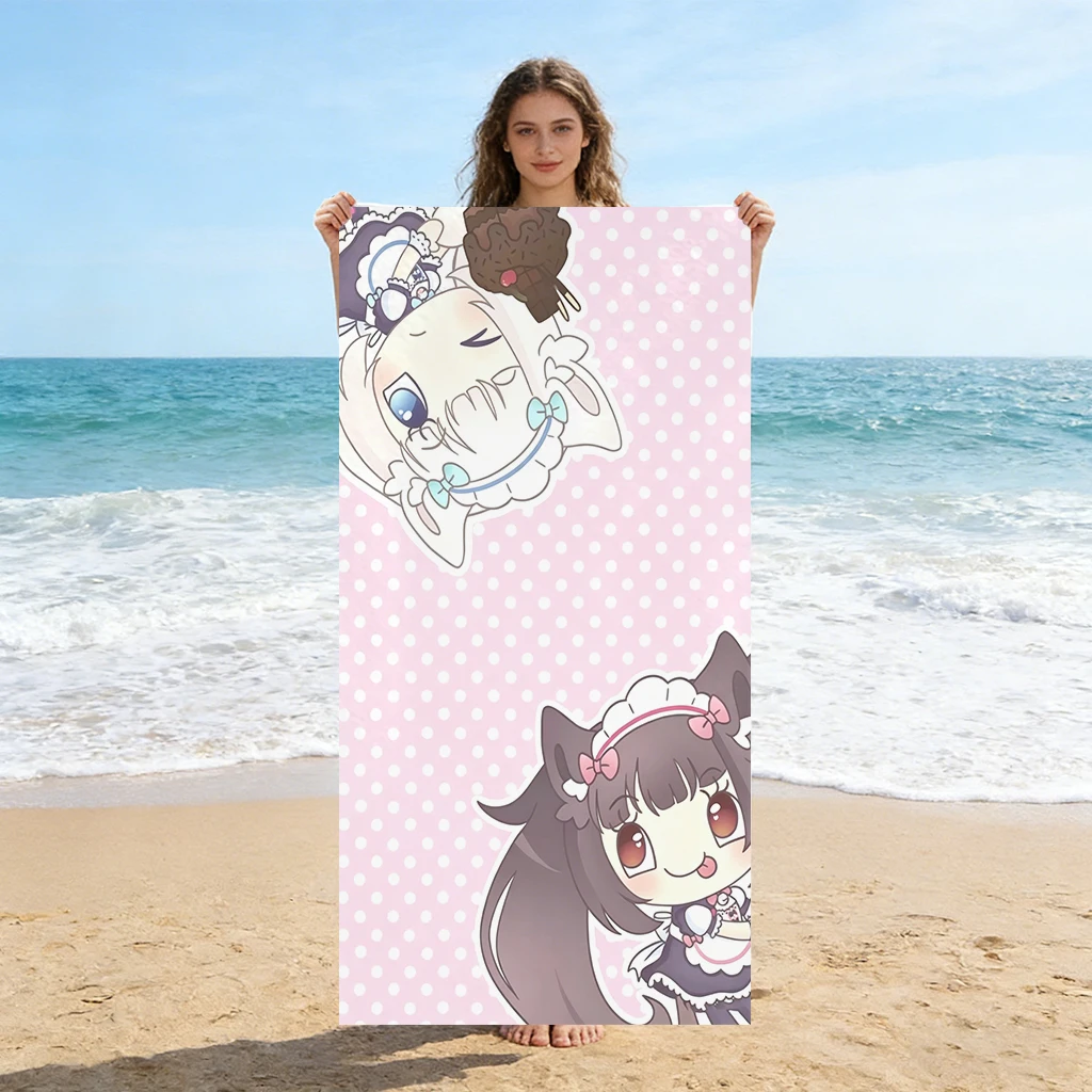 N-Nekopara Kawaii Anime Girls Beach Towel Quick-drying Suitable for Beach Gym Yoga Pool Summer Funny Gift for Friends And Family