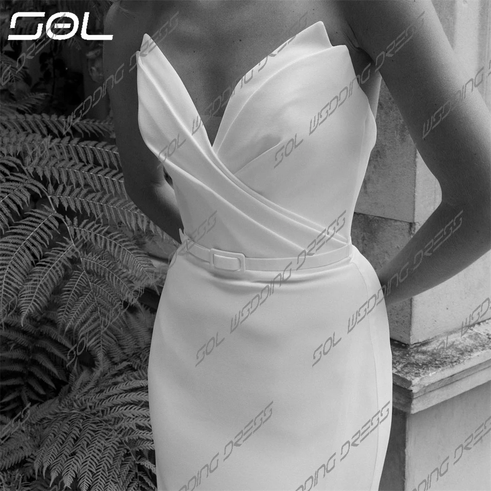 SOL-Robe de mariée sirène simple avec ceinture, robes de mariée sexy, dos nu, fente latérale, patients, quoi que ce soit, éducatif