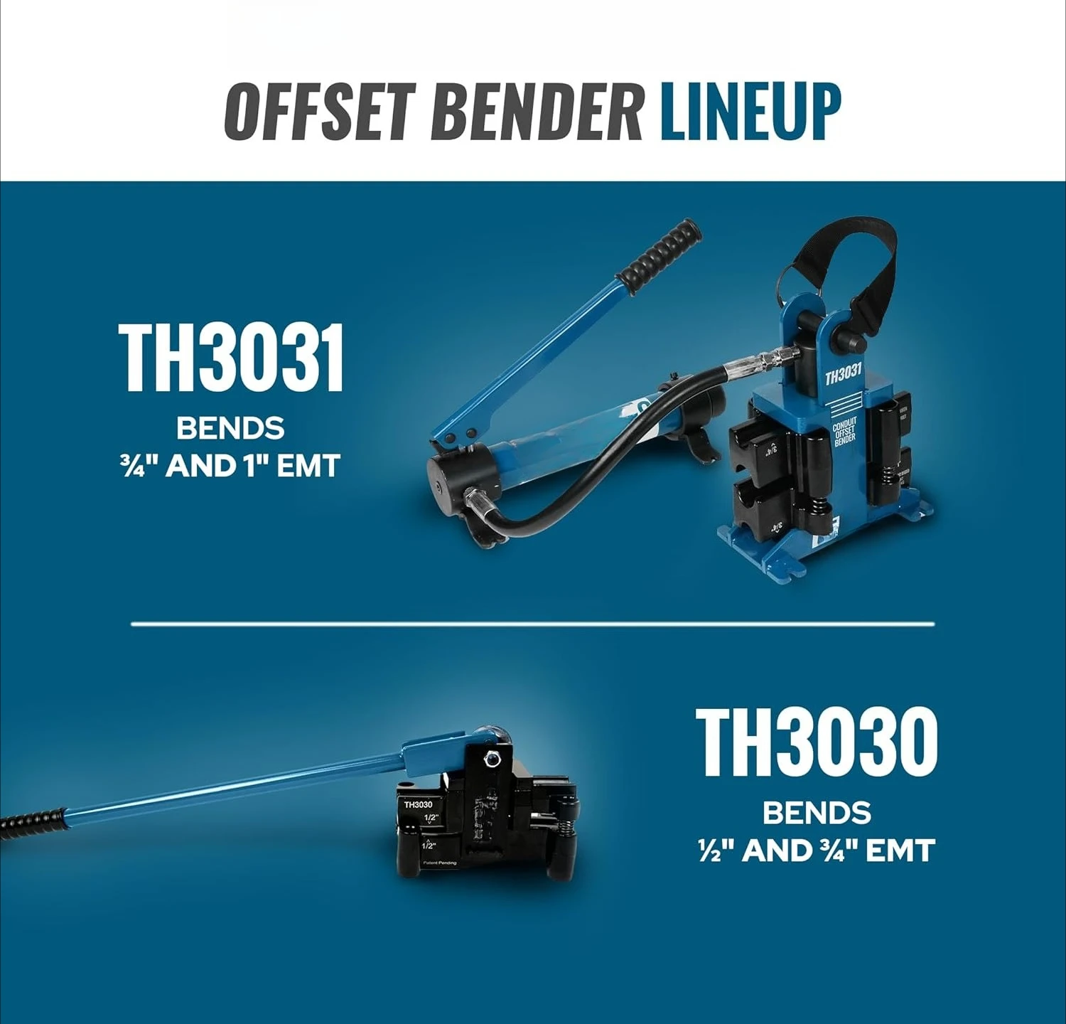 TH3030 ثنائي الحجم قناة إزاحة 2 في 1 - كلا 1⁄2 "& 3⁄4" EMT #6