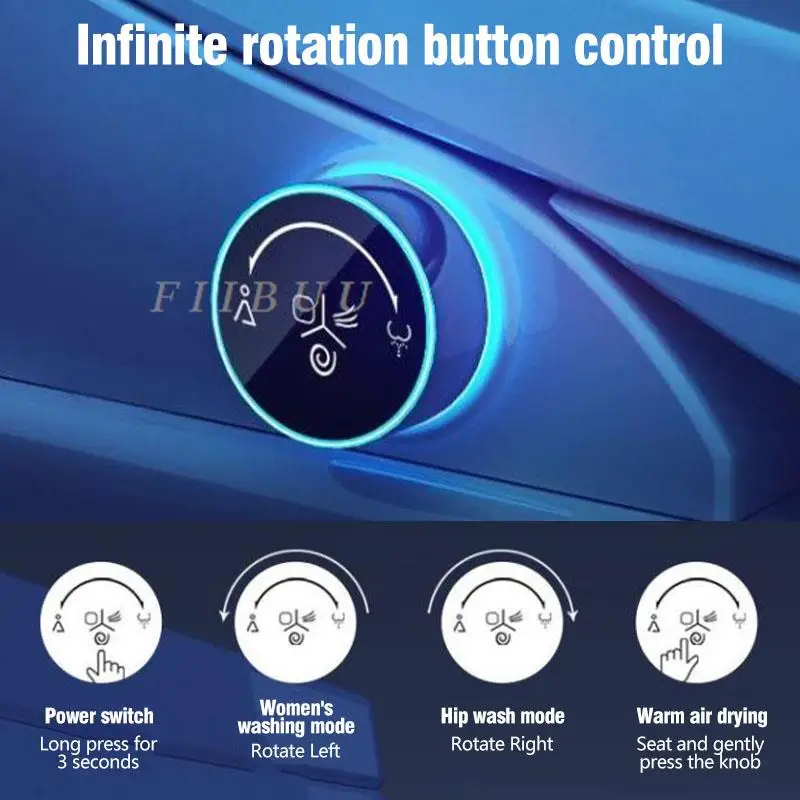 Imagem -04 - Smart Toilet Seat Cover para Banheiro Lavagem de Nádegas Bocal Oscilante de Aquecimento Luz Noturna Secagem a ar Quente