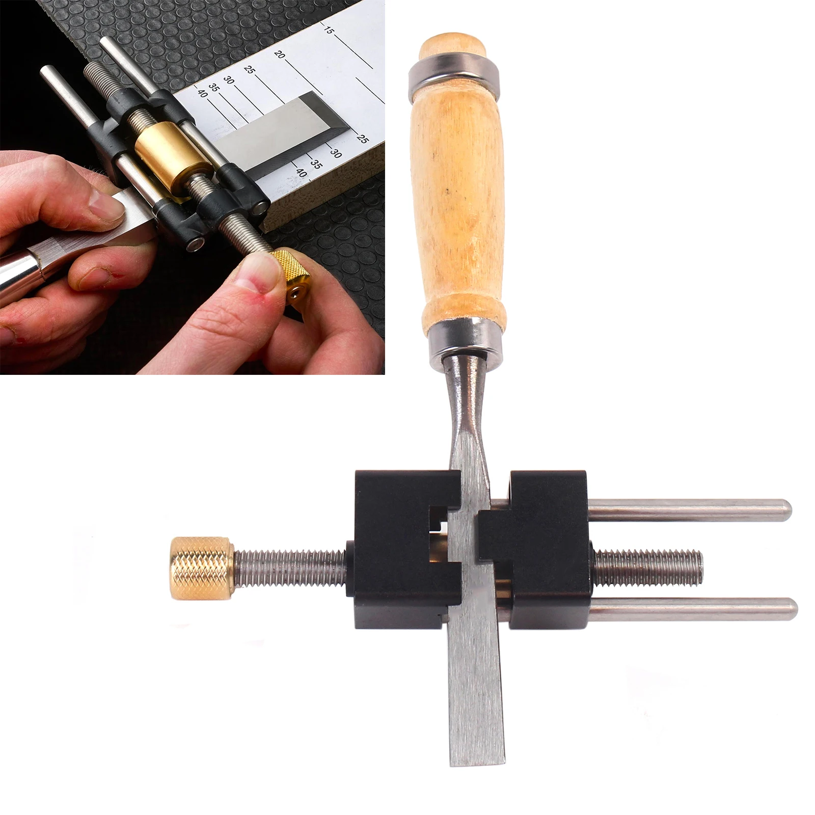 TooHR Precise Chisel Sharpening Jig, Honing Guide System for Woodworking Chisels&Planes (1 to 68mm), Fixed Angle Knife Sharpener