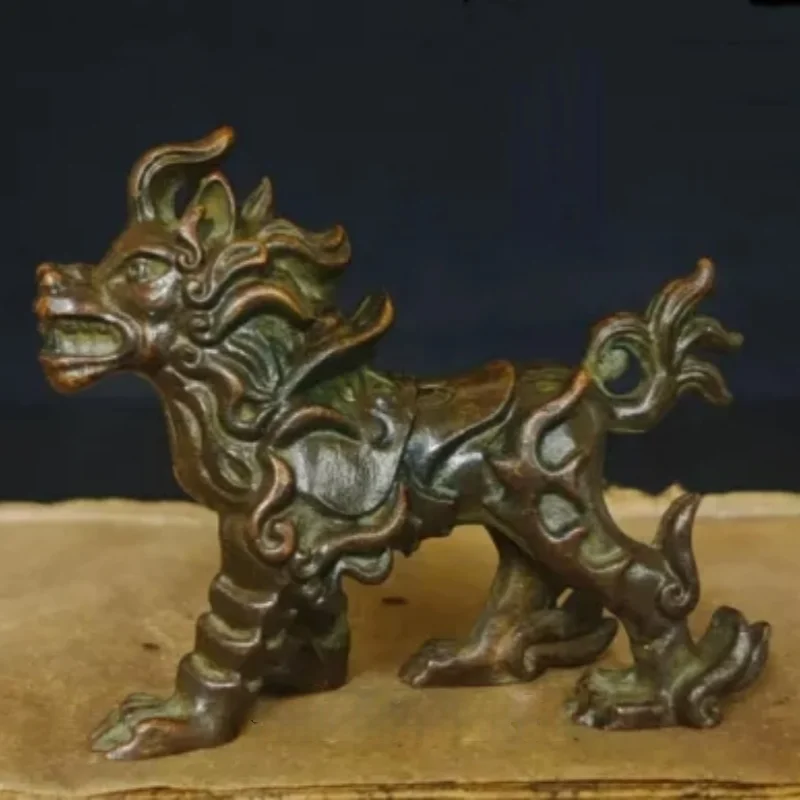 

China Bronze Brass Feng shui Dragon Beast Animal Auspicious Sculpture Statue