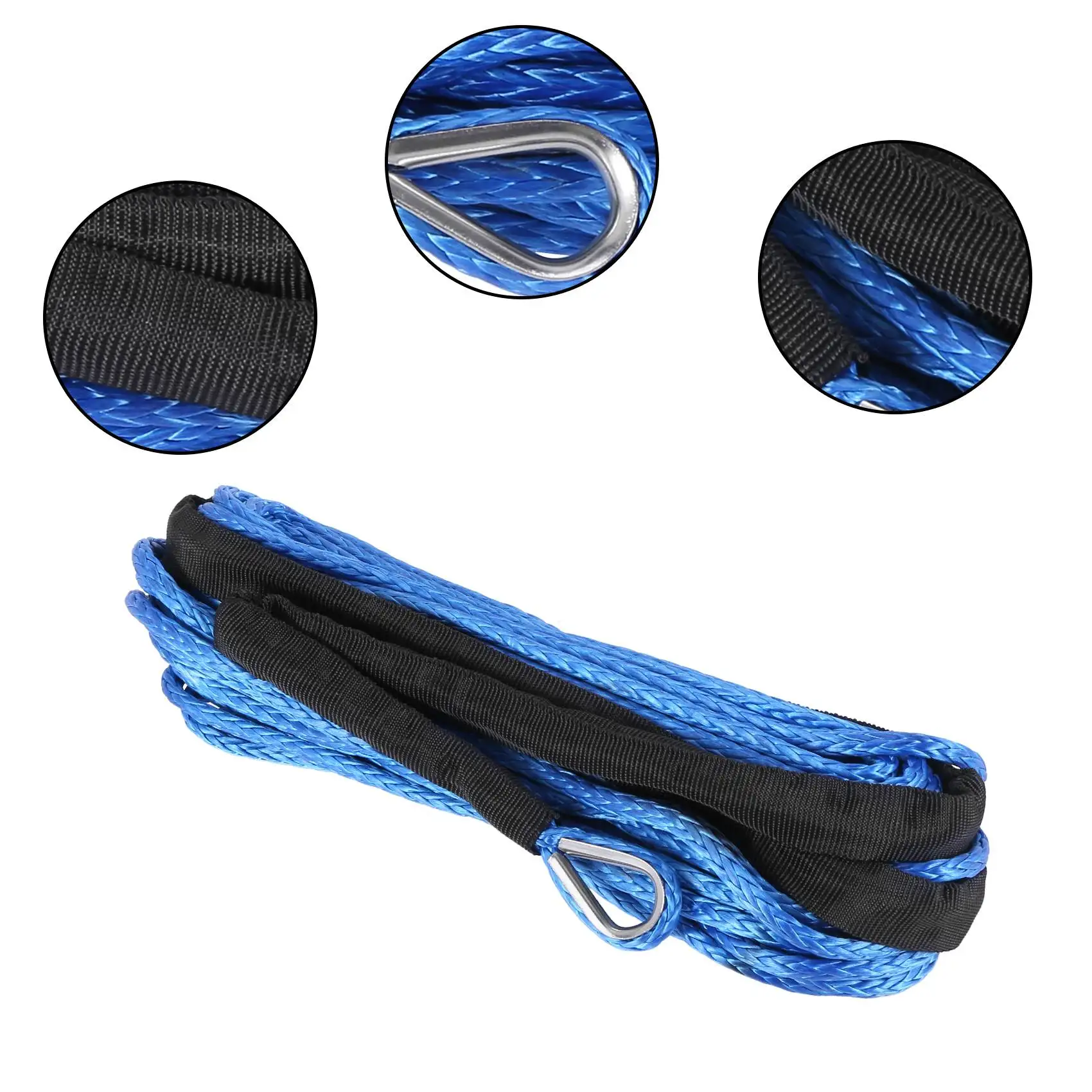 A22F-7700Lbs Electric Winch Rope Nylon Rope High Strength Fiber Rope 6Mmx15m Car Trailer Rope Trailer Belt