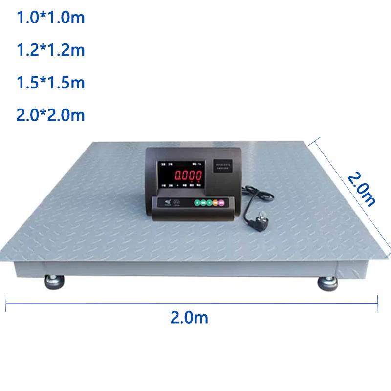 Durable Steel 1 Ton Digital Floor Scale 1.0*1.0m 1000kg Capacity Weighing Scales Accurate Weight Measurement