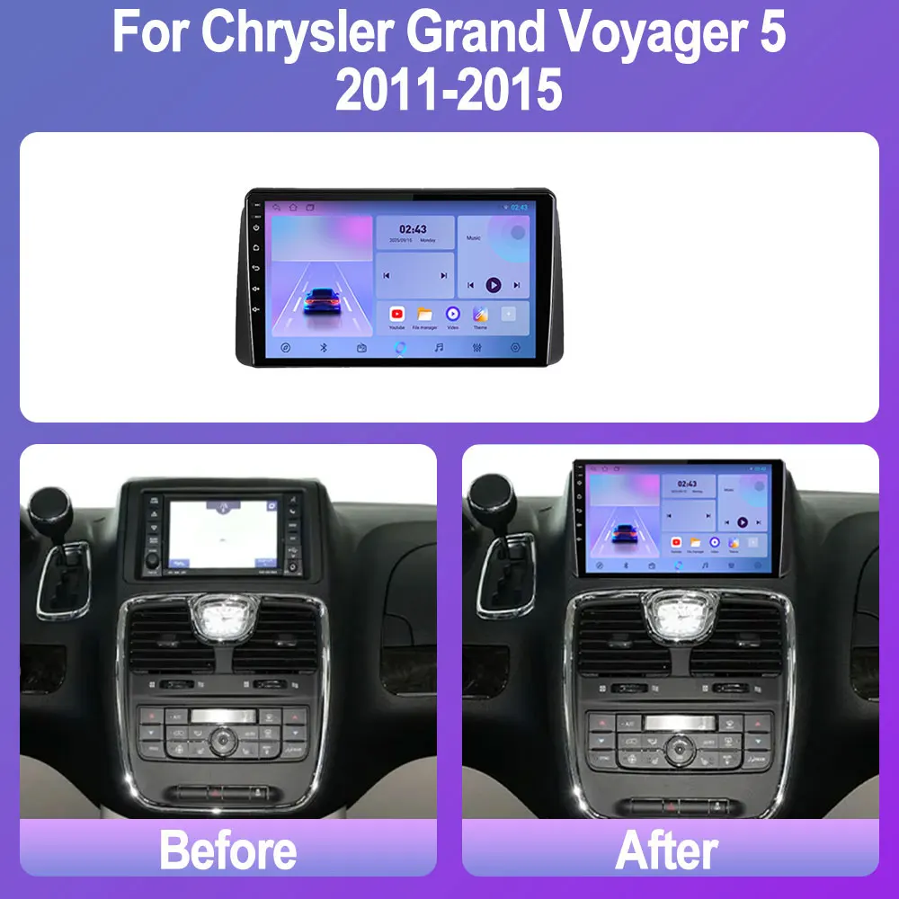 Android 14 Car Radio For Chrysler Grand Voyager 5 2011-2015 Stereo Multimedia Video Player Navi GPS CarPlay Autoradio Auto DSP