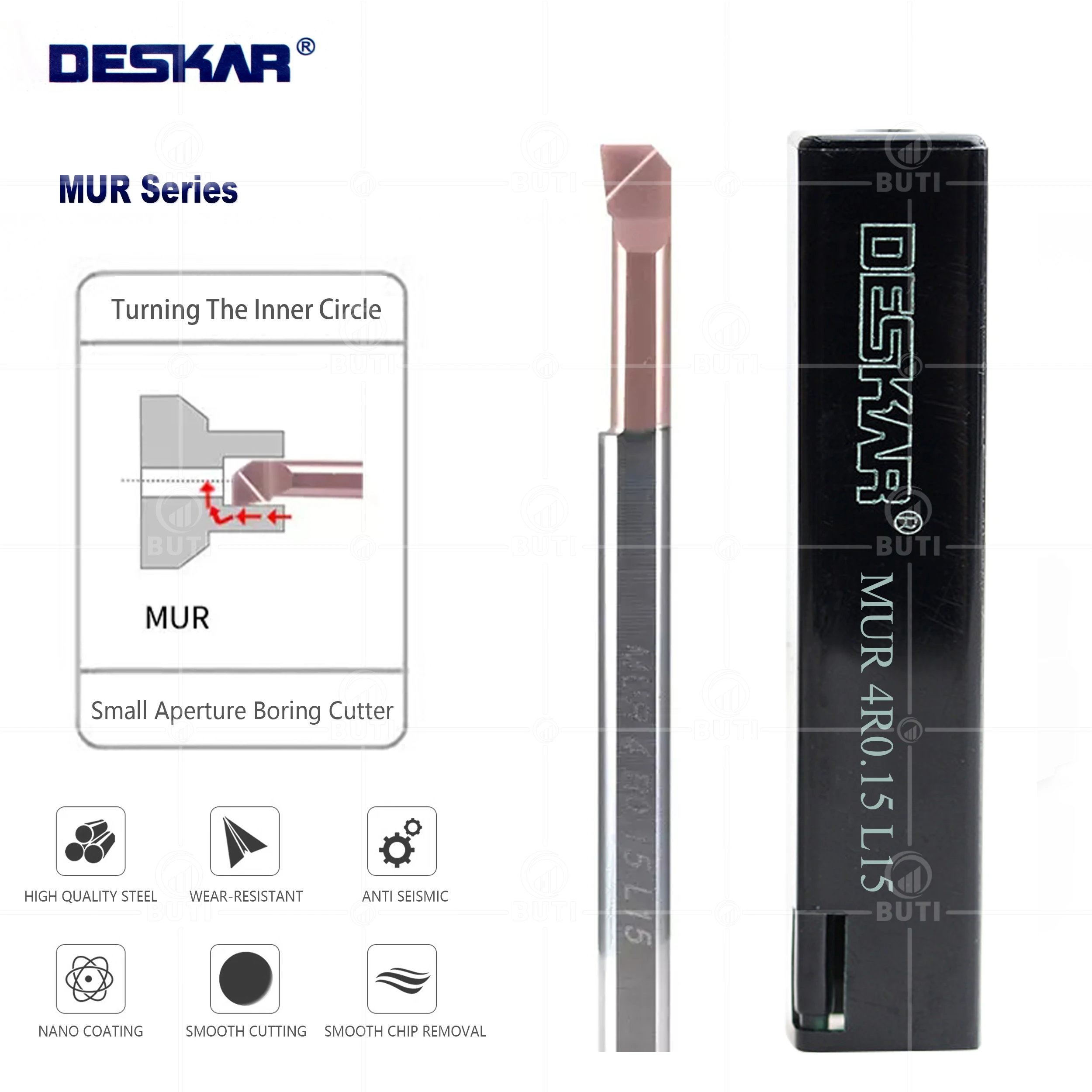 

DESKAR 100% Original MUR4 MUR5 MUR6 R0.15 R0.2 L15 L22 Profile Turning Tools Small Aperture Boring Cutter Bar CNC Lathe Arbors