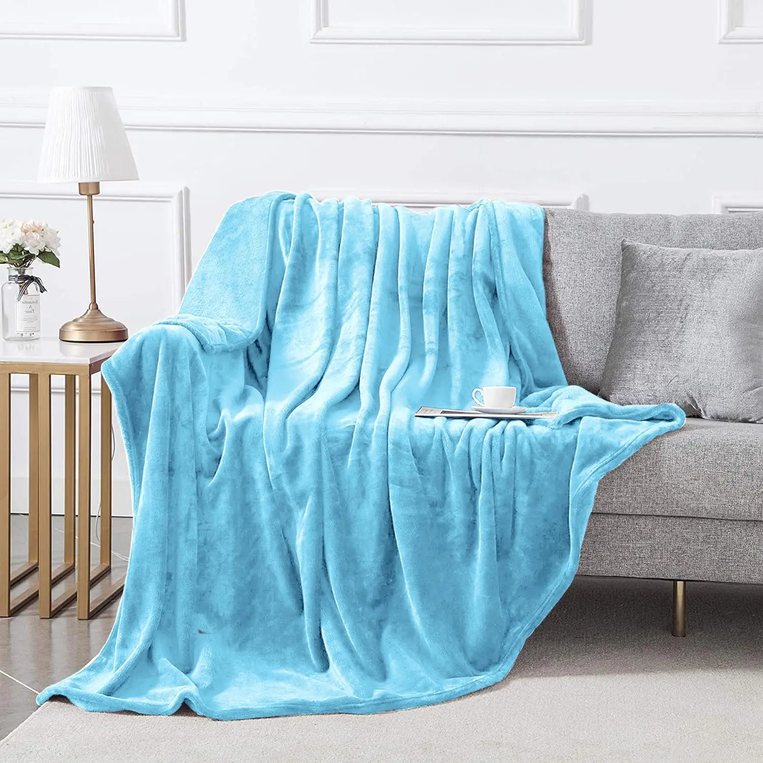 IR Imperial Rooms 2 Pack King Fleece Blankets 108x90 Hotels Light