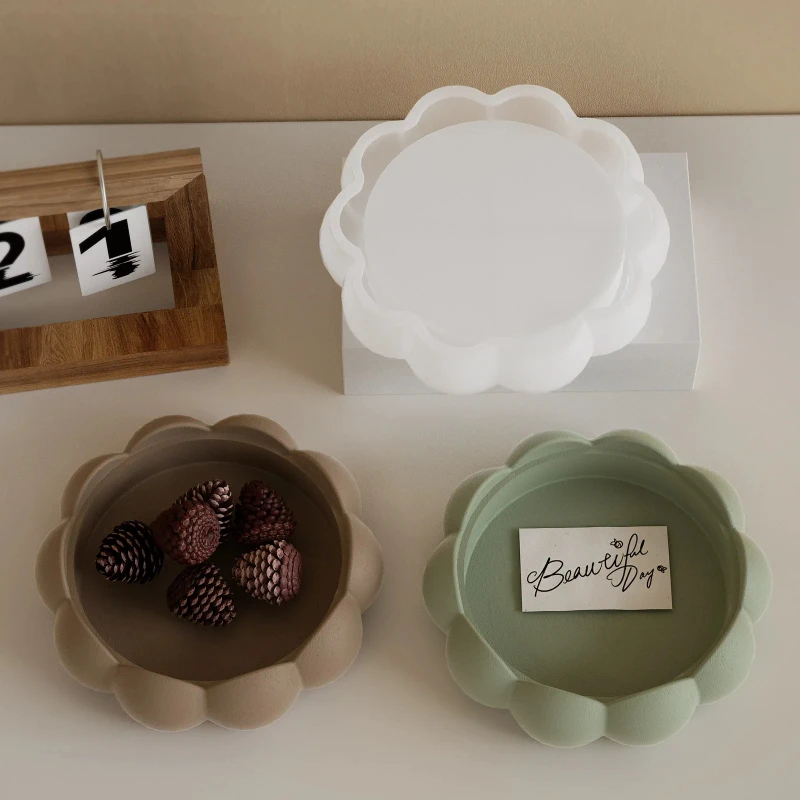DIY Silicone Mold Bubble Beads Aromatherapy Plaster Storage Tray Lotus Flower Lace Plate Ornament Drip Moulds Christmas view 4