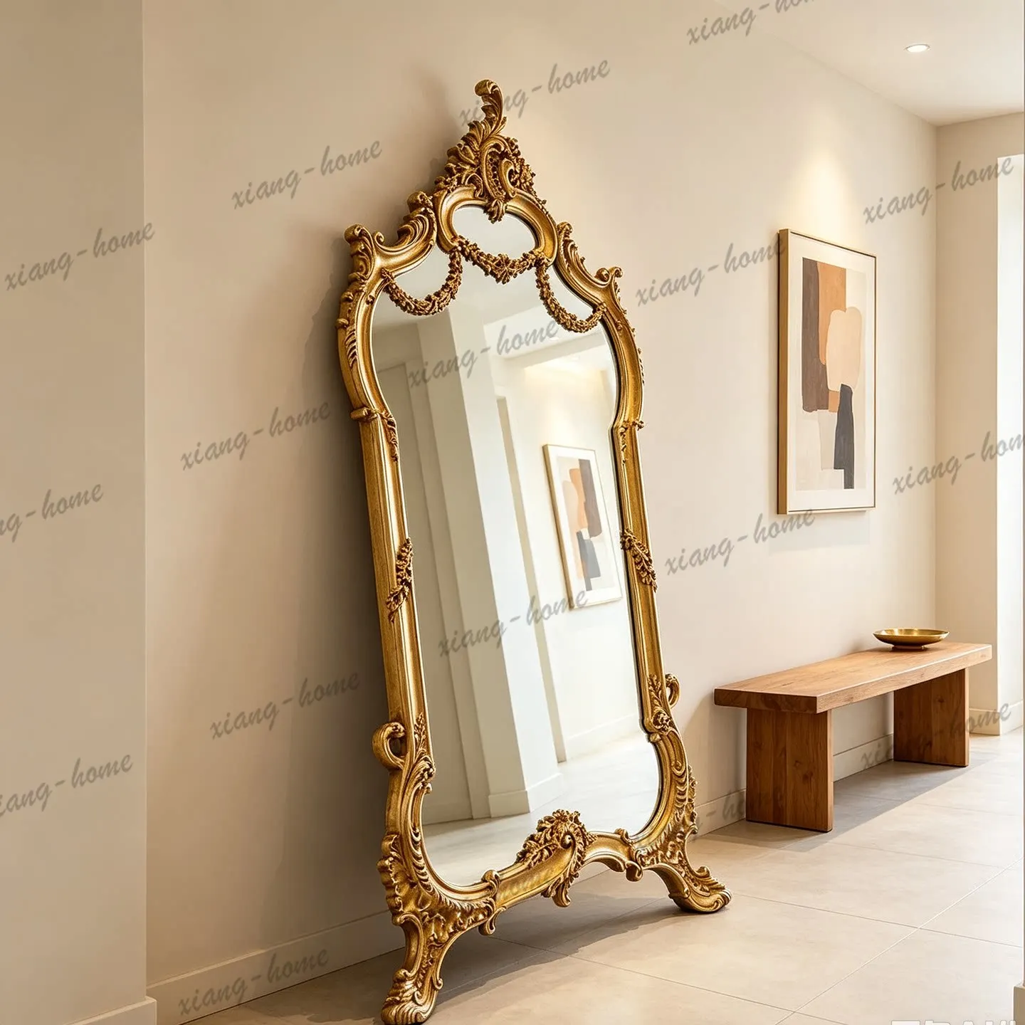 PG French retro style floor fitting mirror American cloakroom against the wall European bedroom floor-to-ceiling dressing mirror