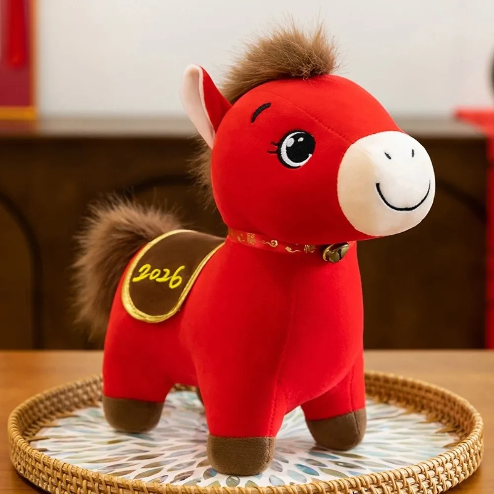 2026 Anno del cavallo Zodiaco Cavallo Figurina Morbido Farcito Lettera Stampa Peluche Cavallo Bambola Realistico Cavallo Decorativo Peluche