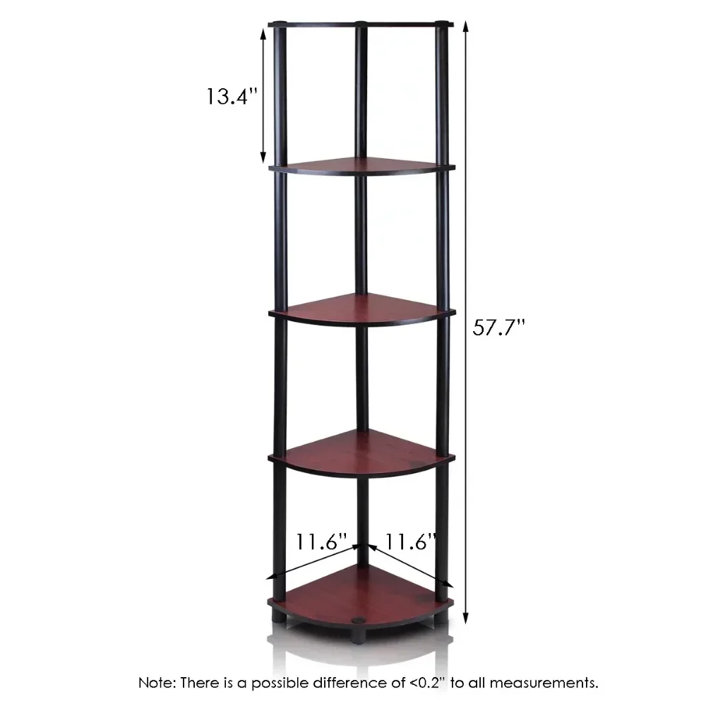 Furinno Turn-N-Tube 5 Tier Corner Display Rack Multipurpose Shelving Unit, Dark Cherry, Set of 2