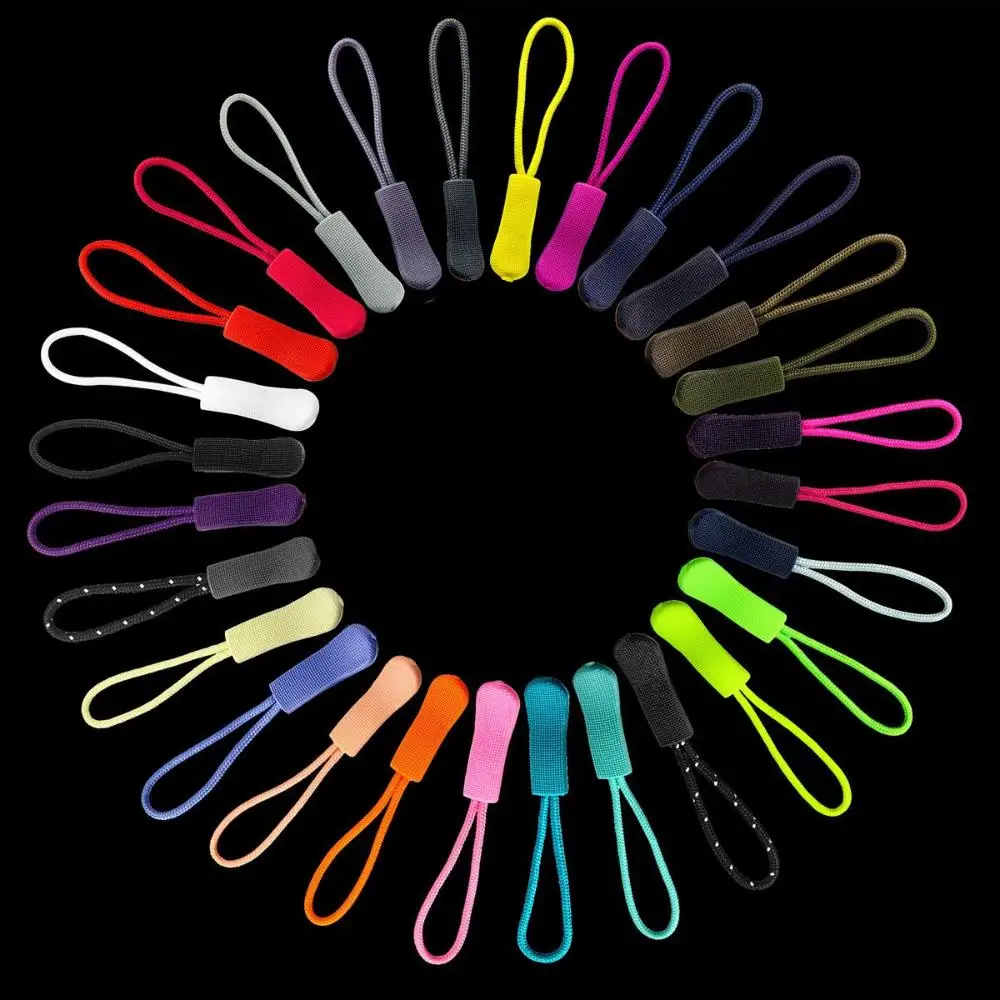 5/10/15/20pcs 28 colors Suitcase Tent Backpack Travel Zip Puller Replacement Cord Rope Pullers Zipper Pull Ends Lock Zips