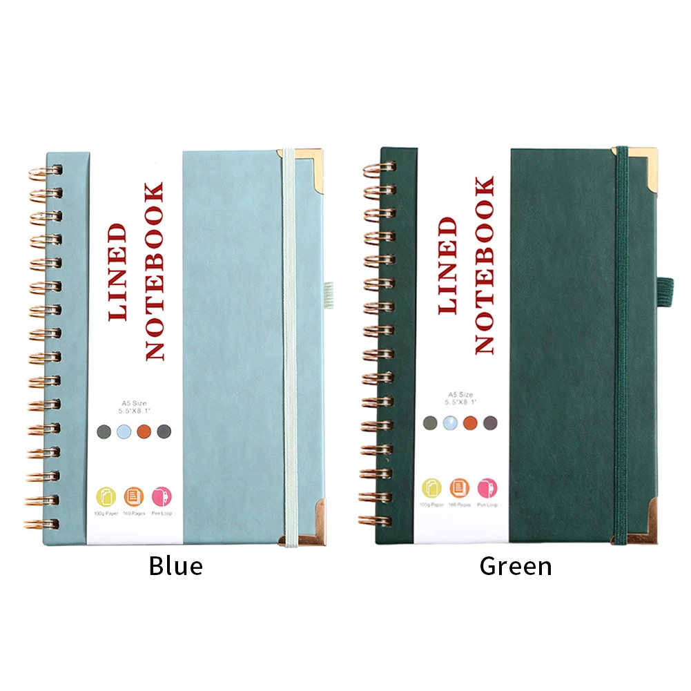 Cuaderno forrado A5, diario en espiral, cuaderno portátil de tapa dura, cuaderno multifunción de hojas sueltas para hombres y mujeres