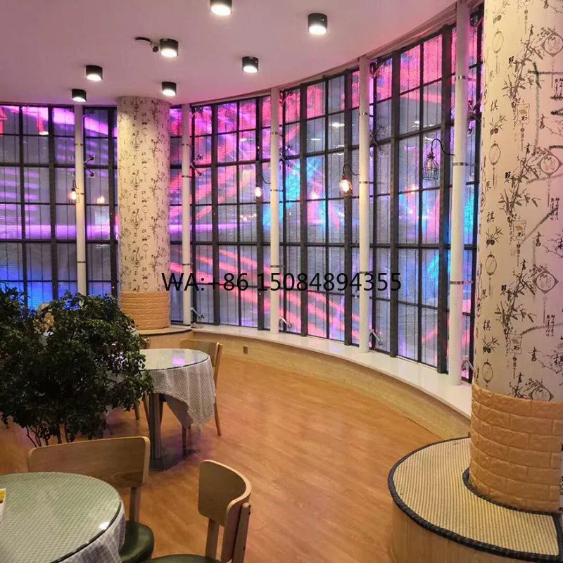 Screen Indoor Outdoor Advertising Giant P10 P20 Flexible 3D Screen Transparent LED Adhesive Film 3D Content LED Display Supplier