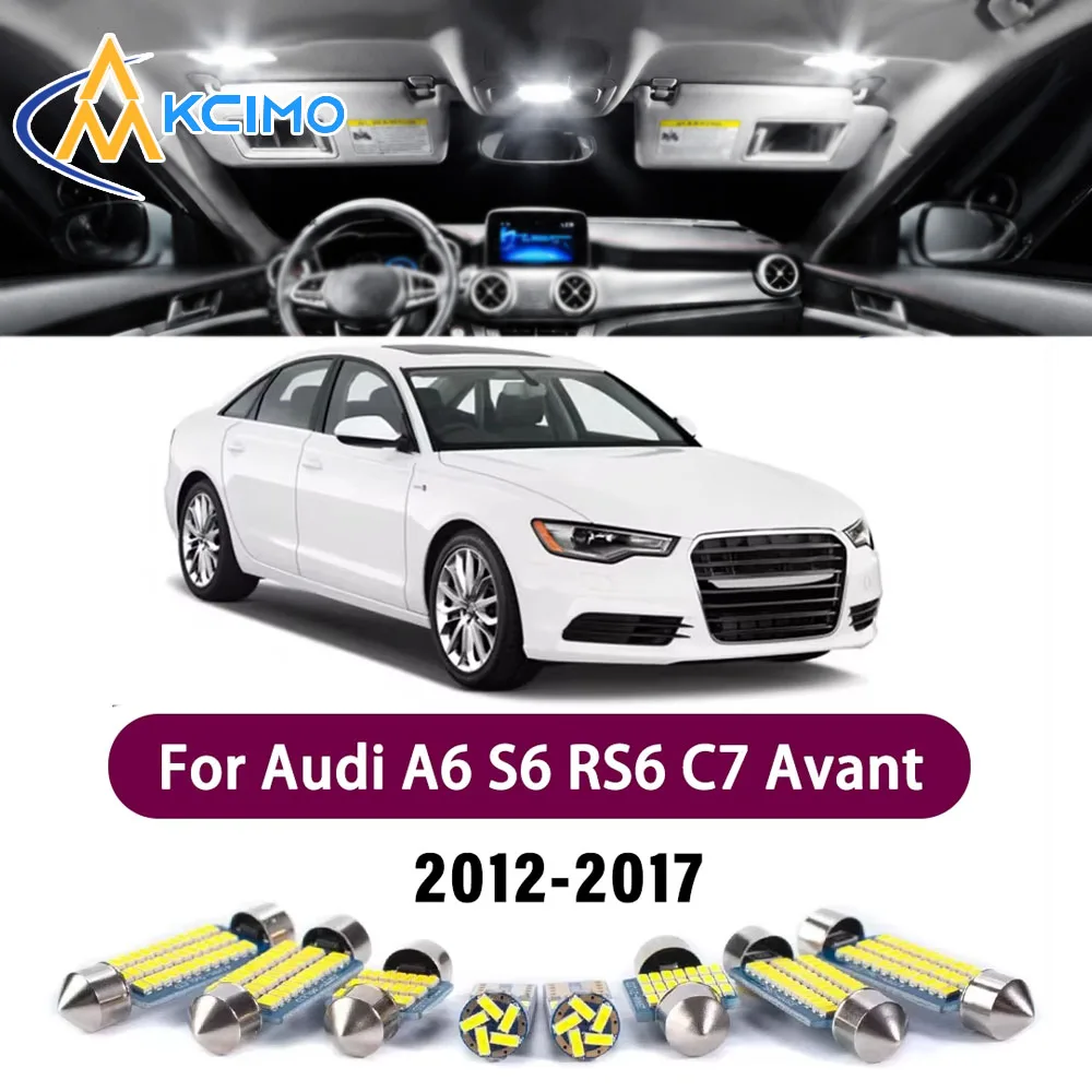 New LED Canbus Interior Reading Dome Vanity Mirror Light Kit For Audi A6 S6 RS6 C7 Avant 2012-2017 Premium Error-Free LED Lights