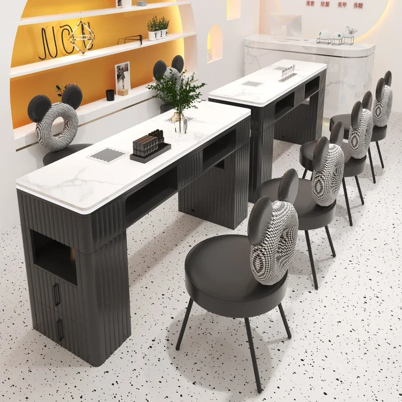 Aesthetic White Nail Table Charms European Equipment Nail Tables Art Designer Ergonomic Scrivania Per Unghie Unique Furniture