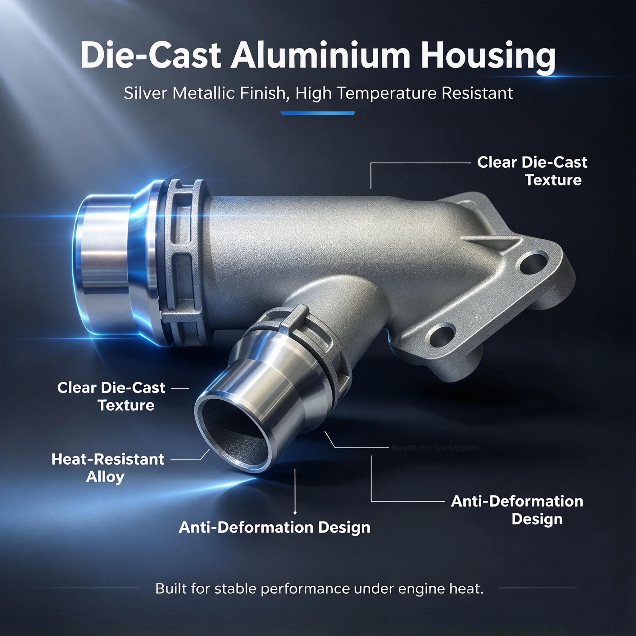 1 Stück Aluminium-Wasserpumpen-Thermostatanschluss Kühlmittelflanschrohr für BMW M47 M57 111122247744 11127806196 Motorteile – Detail 5