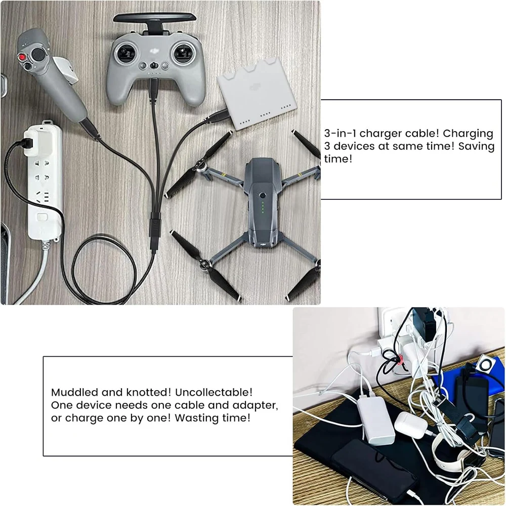 3/4/6 Port Type C Female to Male Extension Cord USB-C Splitter Cable Multiple Hub Charger Cord For IOS Type-C Micro USB Devices image 5
