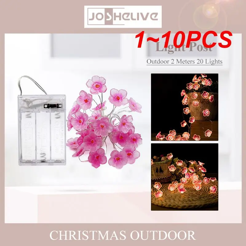 1~10PCS 2M 20LEDS Cherry Blossom Fairy String Lights Flower String Lamps Battery Powered For Outdoor Christmas Garland