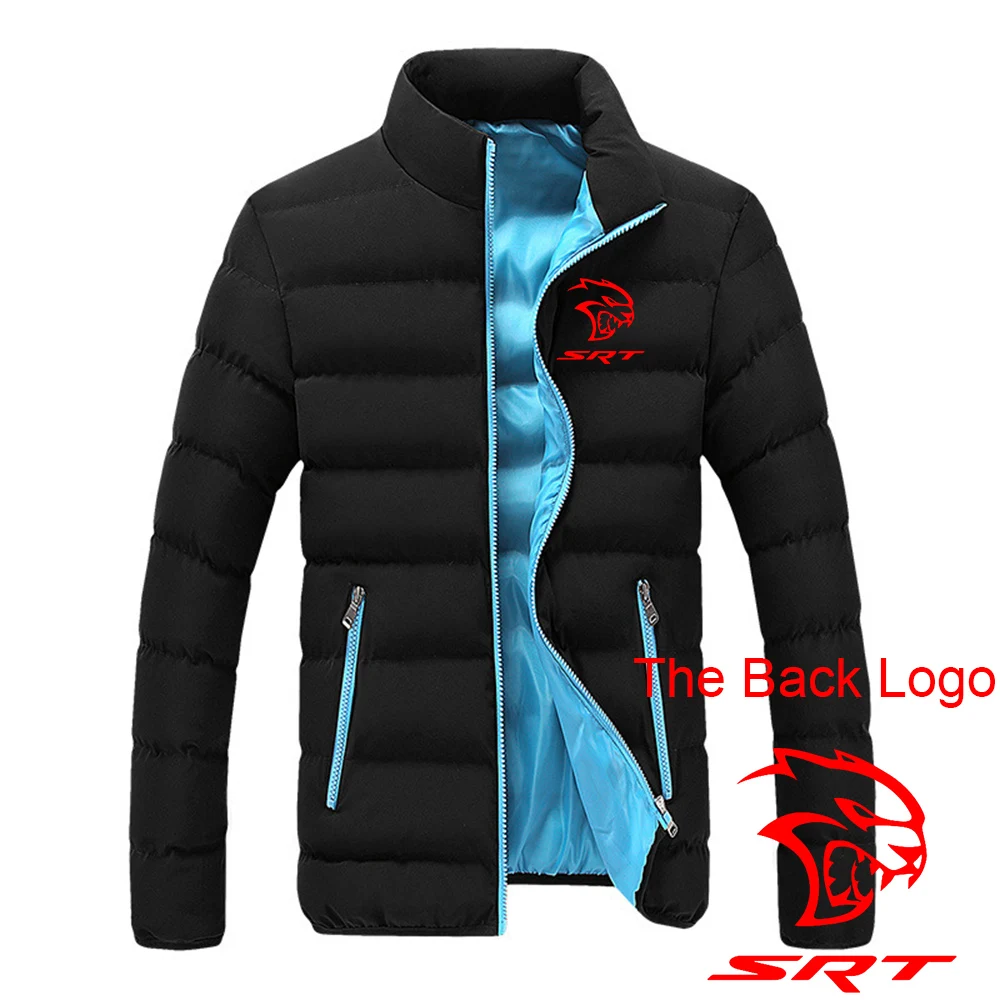 سترة رجالي عصرية عصرية من SRT Hellcat موضة شتاء 2023 سترة قصيرة مبطنة سميكة وياقة ثابتة للتدفئة