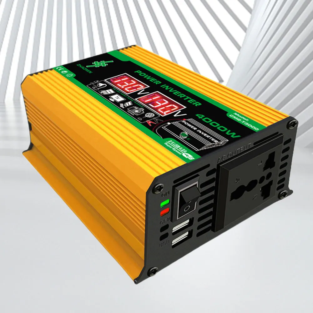 

12V To 220V/110V Intelligent Power Inverter 4000W Car Voltage Transformer LCD Display Vehicle Smart Inverter LED Voltage Display