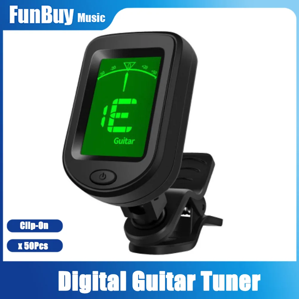 

50Set 360 Degree Rotatable Clip-on Tuners Guitar Bass Violin Ukulele Chromatic Tuner Accessories