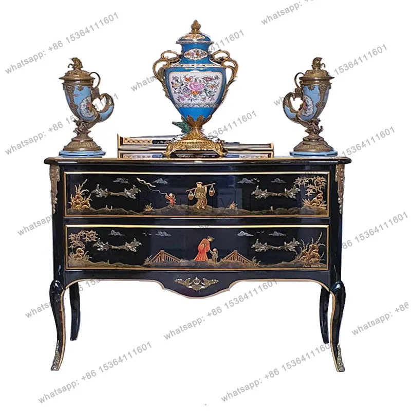 High-end luxury retro French entrance cabinet decorative partition feng shui storage locker