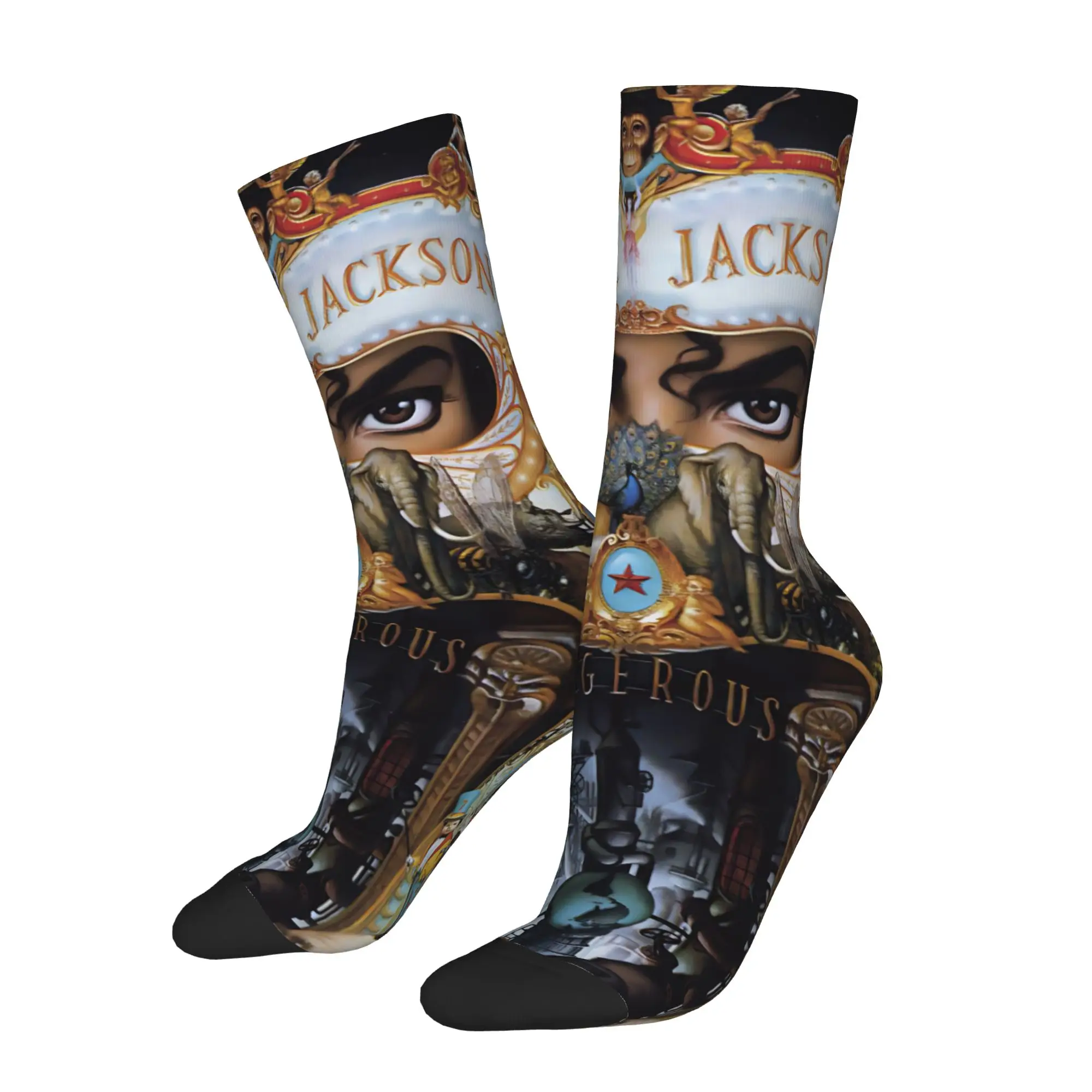 1 Pair Happy Funny Men's Sock Moonwalk Icon Retro Harajuku M-Michael Jackson Hip Hop Novelty Seamless Crew Crazy Sock
