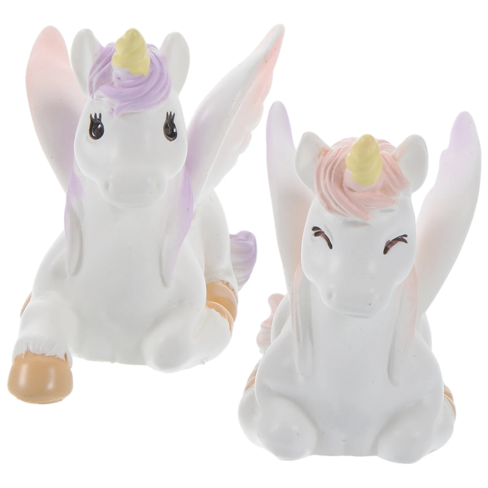 

2pcs Resin Mini Lightweight Cake Toppers Garden Tiny Statues Micro Landscape Ornament Cupcake Miniature Unicorn Shape
